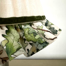 Load image into Gallery viewer, TRADITIONAL GATHERED LAMPSHADE - Cream Linen &amp; Bertioli by Thyme Oak Leaf Ruffle
