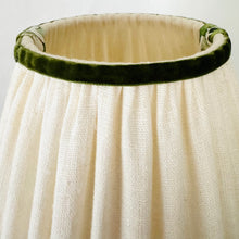 Load image into Gallery viewer, TRADITIONAL GATHERED LAMPSHADE - Cream Linen &amp; Bertioli by Thyme Oak Leaf Ruffle
