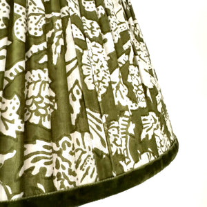 TRADITIONAL GATHERED LAMPSHADE - Miss Green Floral Indian Block Print