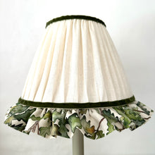 Load image into Gallery viewer, TRADITIONAL GATHERED LAMPSHADE - Cream Linen &amp; Bertioli by Thyme Oak Leaf Ruffle
