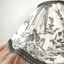 Load image into Gallery viewer, SCALLOPED HETTY FEATHER LAMPSHADE - Grey Toile &amp; Vintage Pink
