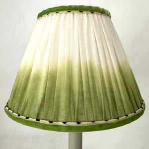 TRADITIONAL GATHERED LAMPSHADE - Green dip dye with Polka Dot