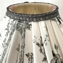 Load image into Gallery viewer, SCALLOPED HETTY FEATHER LAMPSHADE - Grey Toile &amp; Vintage Pink
