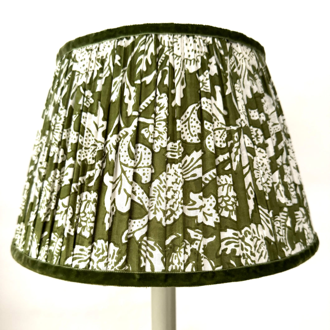 TRADITIONAL GATHERED LAMPSHADE - Miss Green Floral Indian Block Print